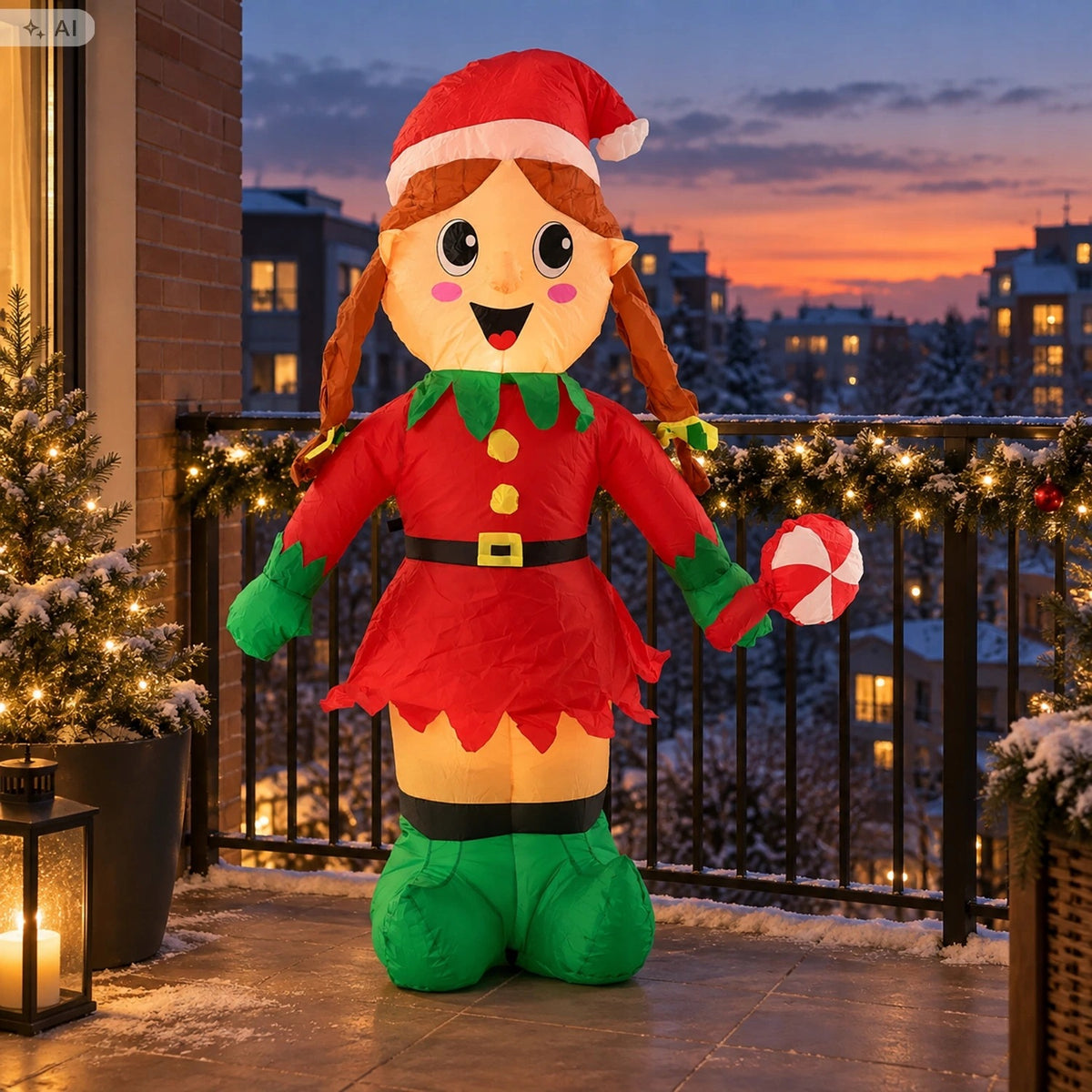 Inflatable ELF Decoration, Pumped Backlit Christmas Decoration Call Packaging status original