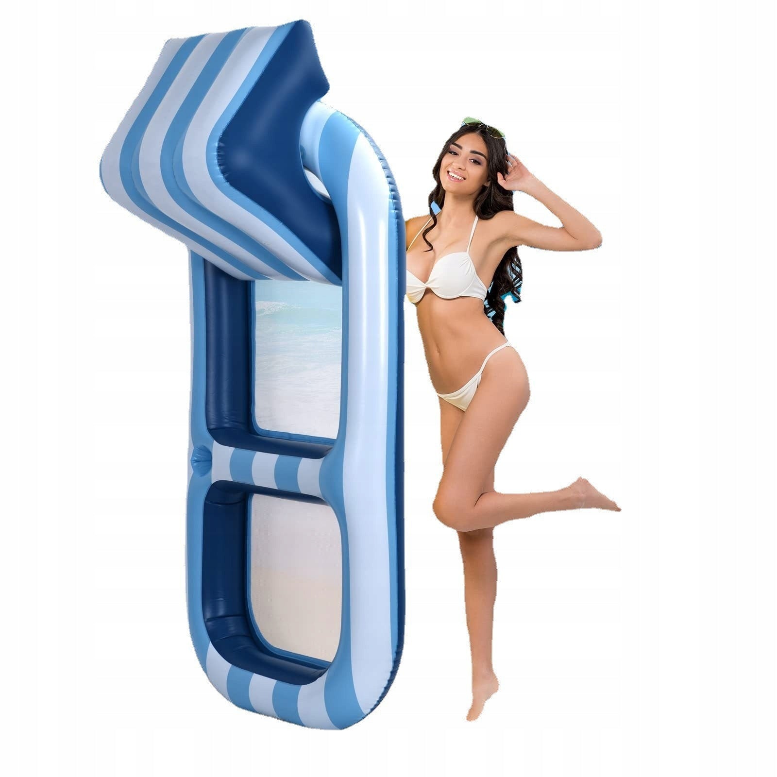 Inflatable Mattress Sunbed with Backrest Cup Holder 180X80 with Mesh