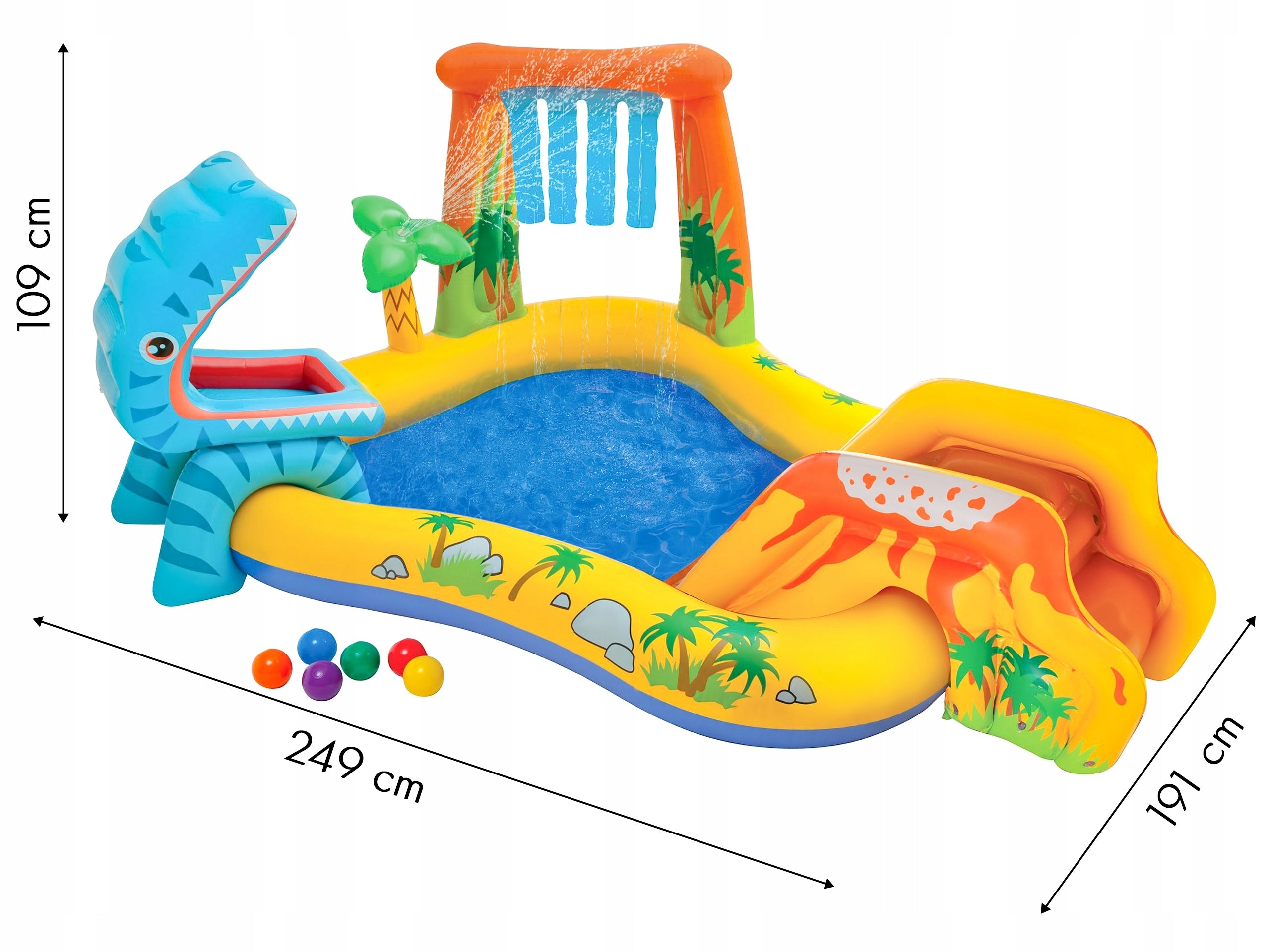 Inflatable Playground Dinosaurs with Pool and Slide INTEX Length 249 cm
