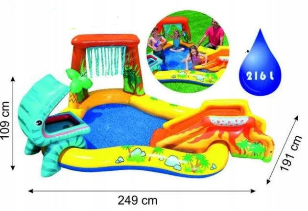 Inflatable Playground Pool Dinosaurs Intex 57444 Slide Ball Sprinkler Volume 272 l