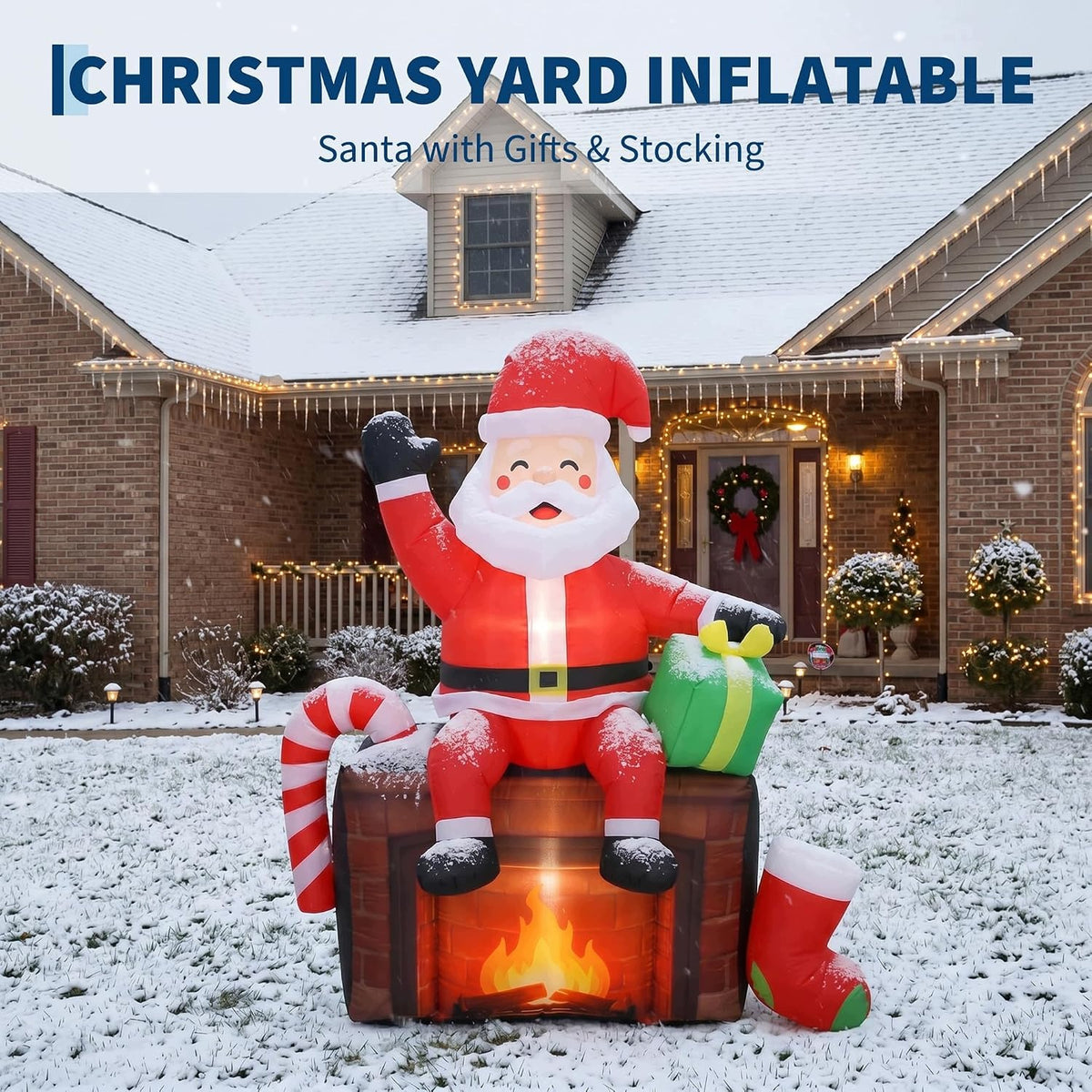 Inflatable Santa Claus 180cm LED Decoration Christmas Garden House Terrace Brand no brand