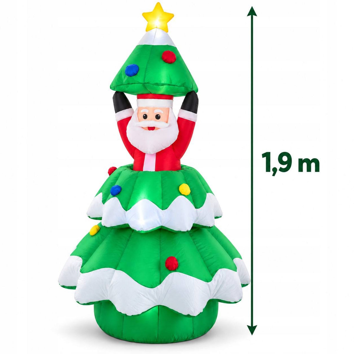 Inflatable Santa Claus In LED Christmas Tree 1,9m Moving 220V With Pump Decoration Brand no brand