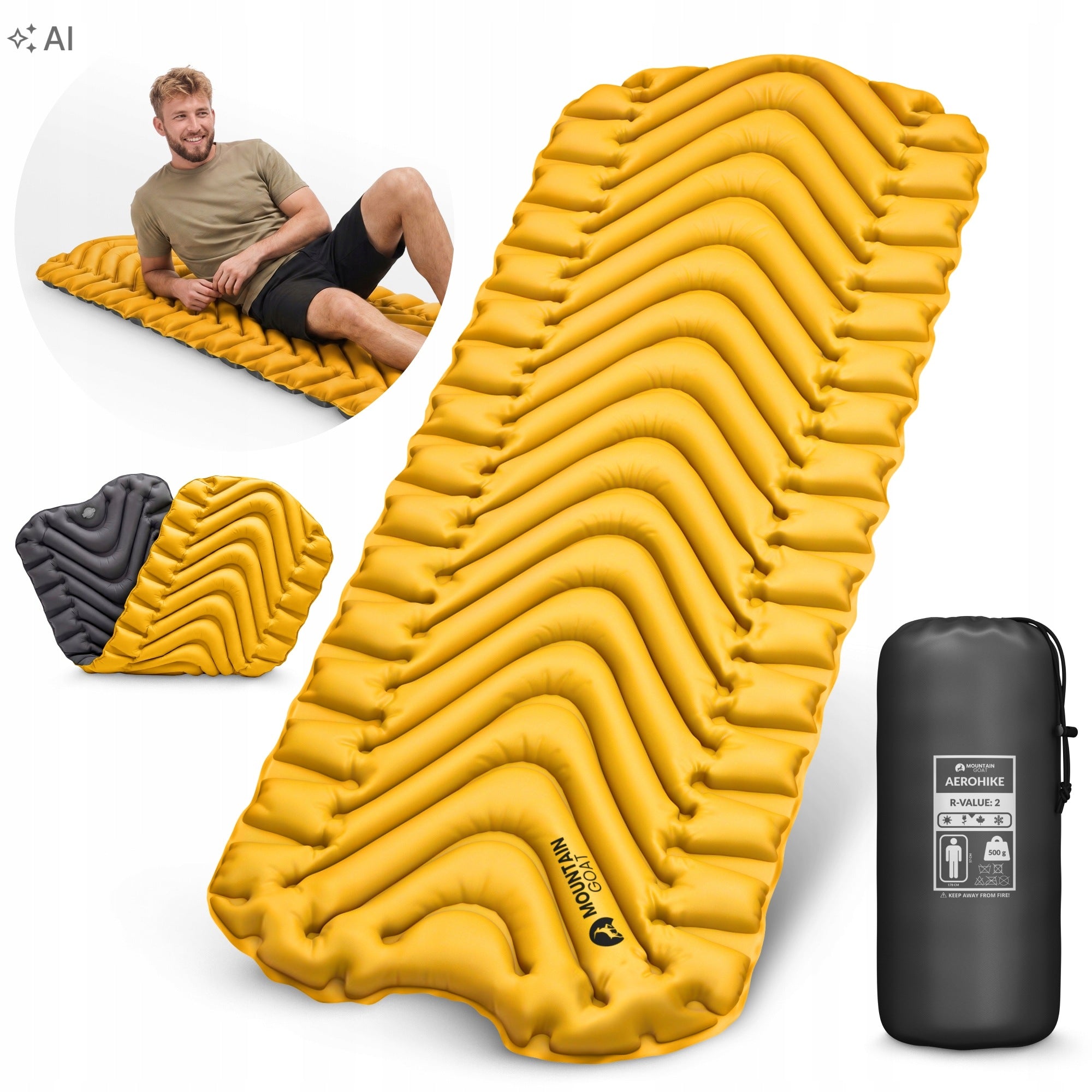 Inflatable Single Mattress Lightweight 178×57cm Hiking Mat For Sleeping