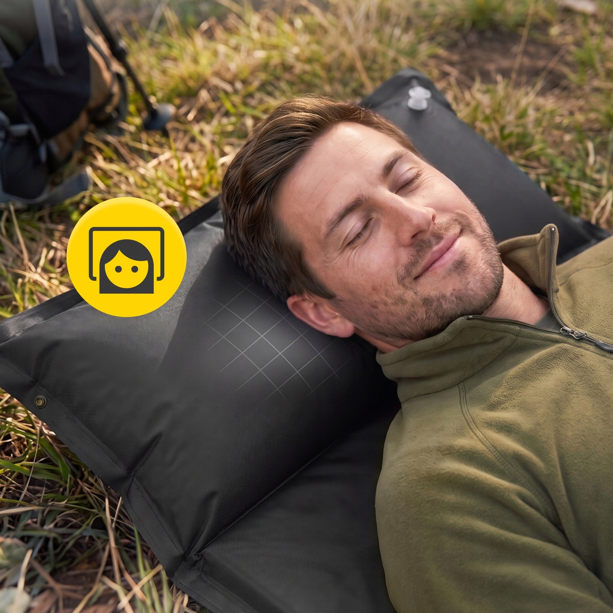 Inflatable Single Sleeping Mattress Self-Inflating Tourist Mat Manufacturer code Mata samopompująca z poduszką 188x65cm czarna