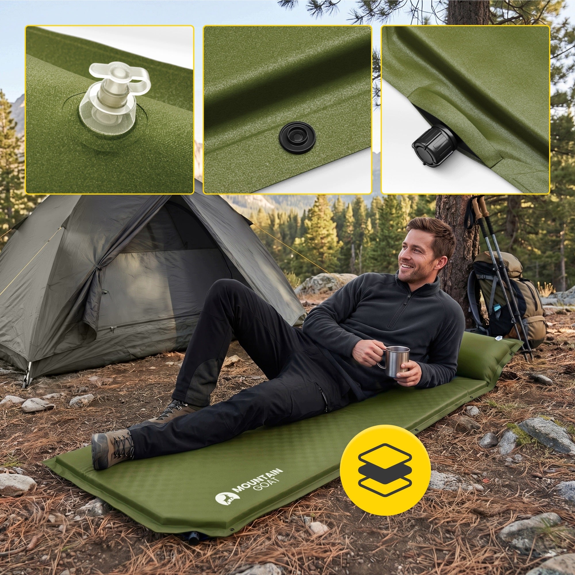 Inflatable Sleeping Mattress Self-inflating Mat 188x65cm Single Lightweight Packaging status original