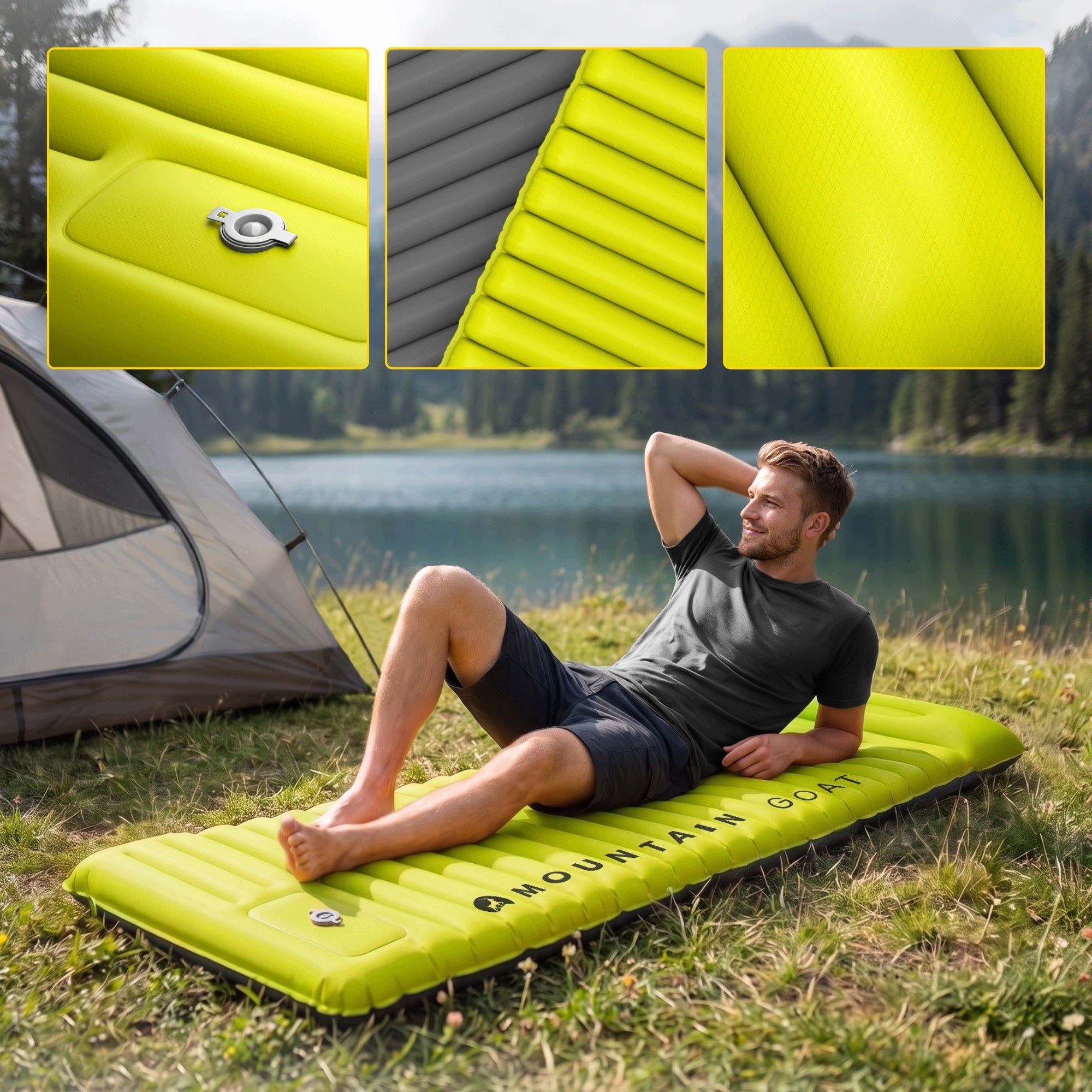 Inflatable Sleeping Mattress Thick 10cm With Pump Camping Hiking Mat Packaging status original