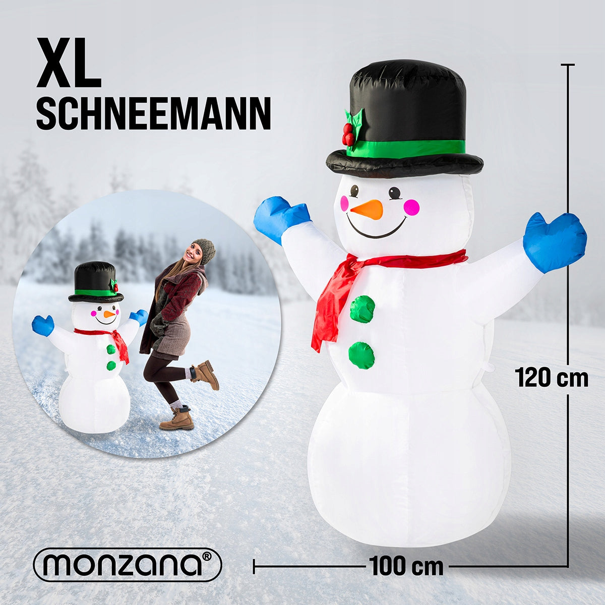 Inflatable Snowman Christmas LED Decoration 120cm Manufacturer code 107514