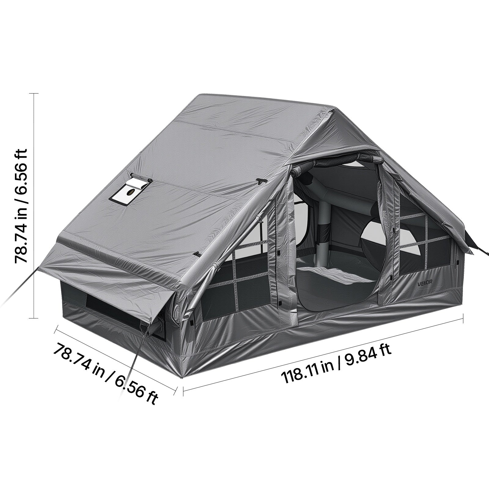 Inflatable Tent 2-4 Person Camping Tent With Carrying Bag Grey Manufacturer code CQSMGBHS6W