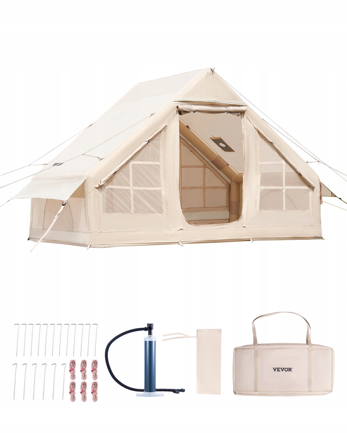 Inflatable Tent for Camping 3-5 Person Glamping Tent with Pump Easy Set up