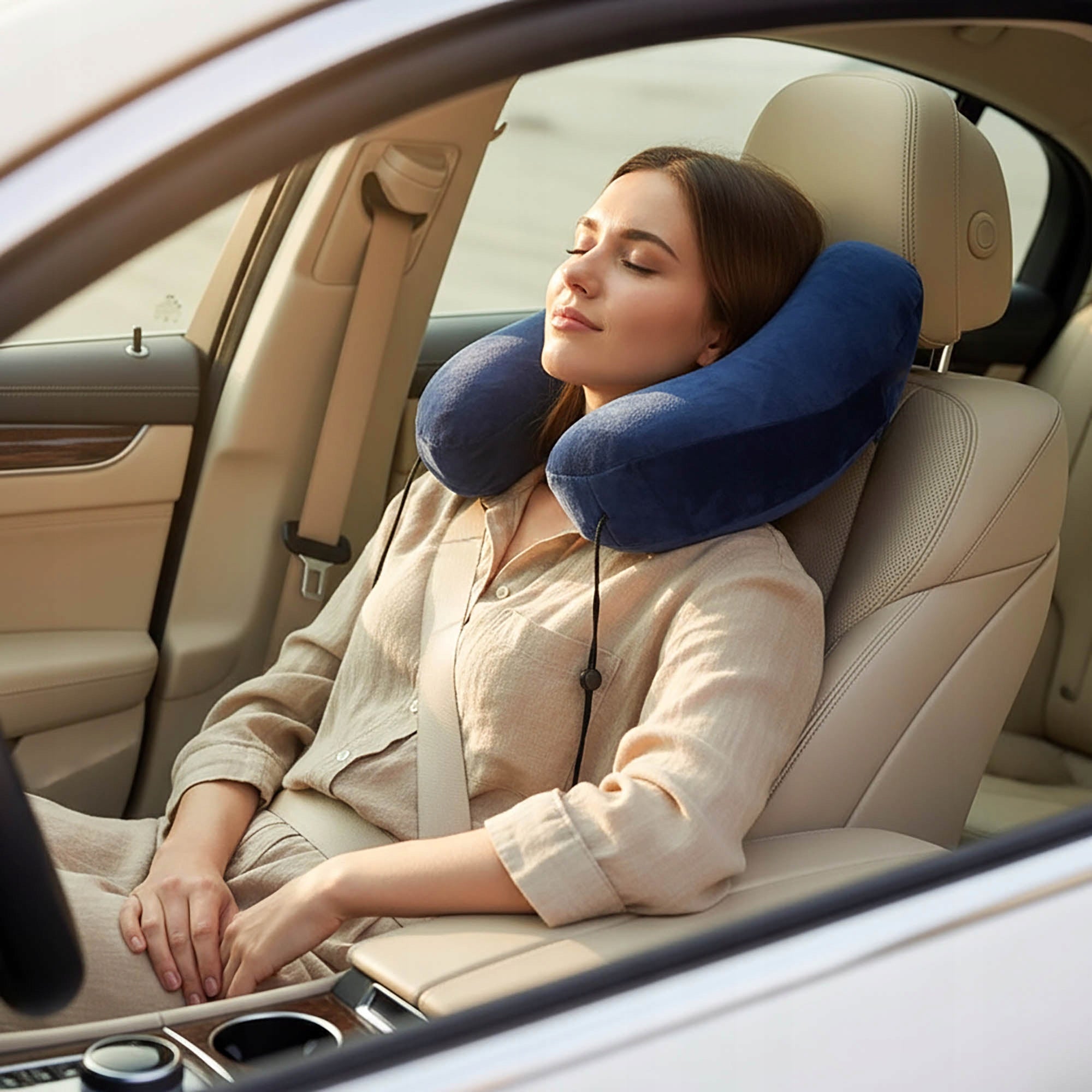 Inflatable Tourist Travel Pillow for Airplane Rogal for Neck Sleeping Packaging status original