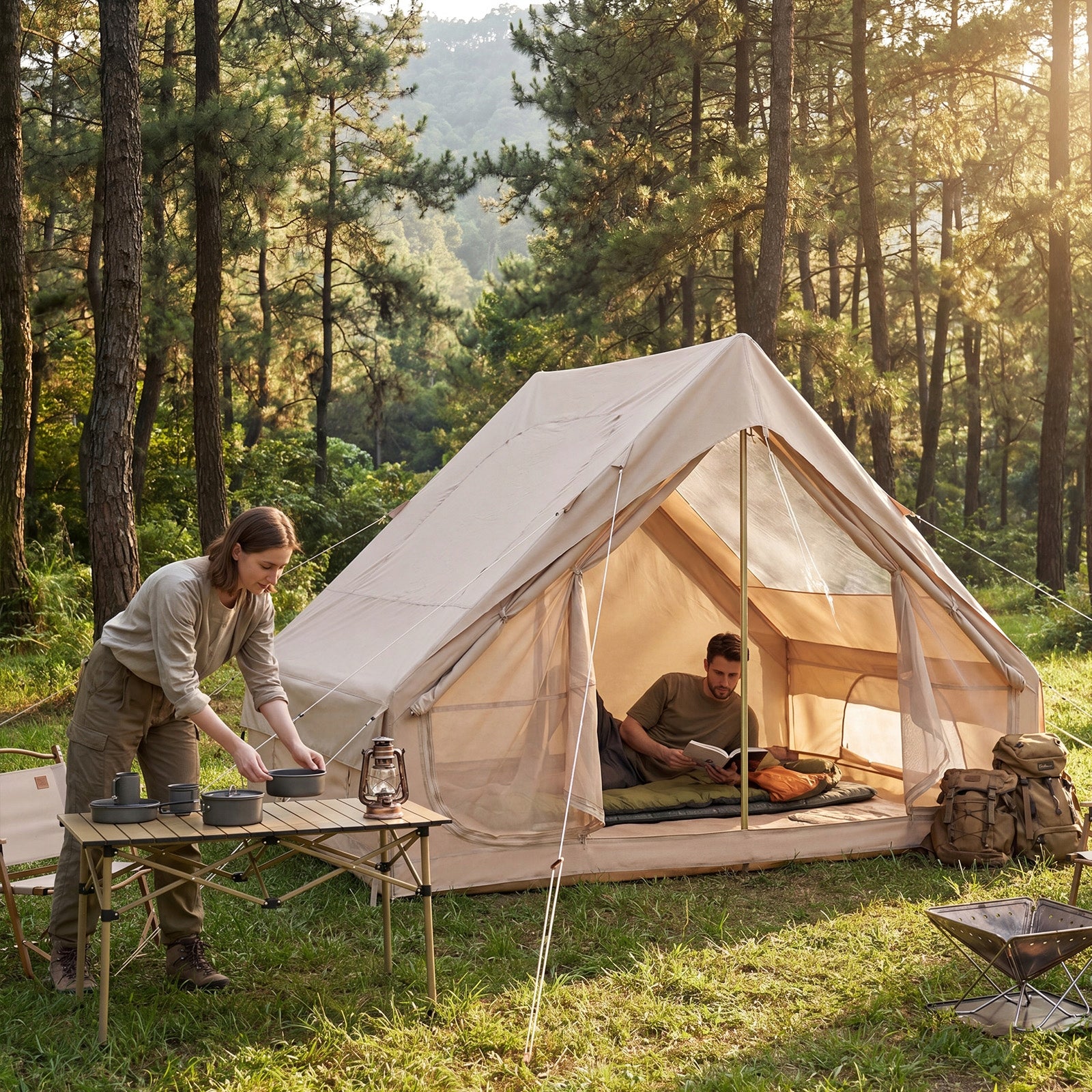 Inflatable camping tent for 4 people Brand Costway