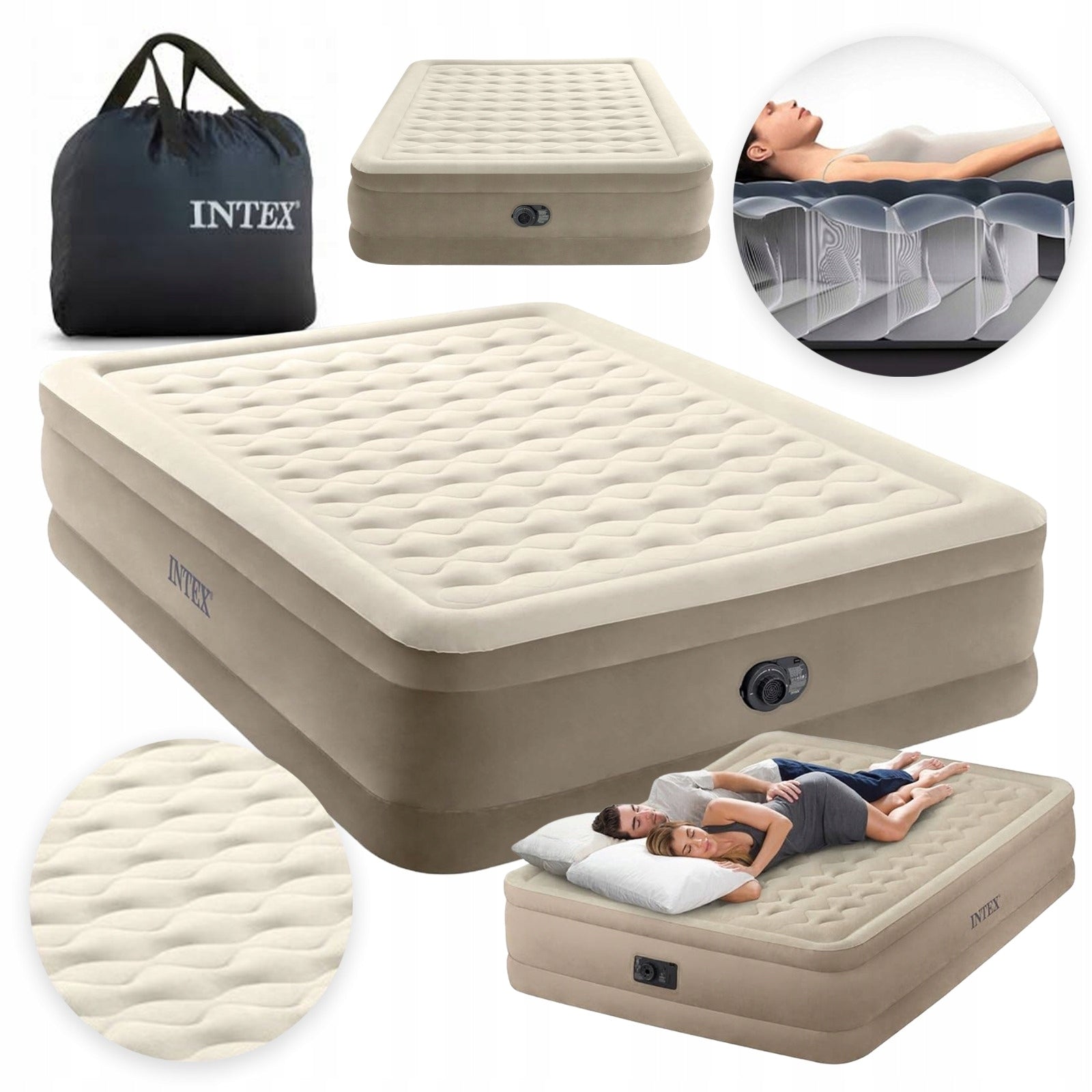 Inflatable mattress Intex double 203x152x46 cm high Premium pump Brand Intex