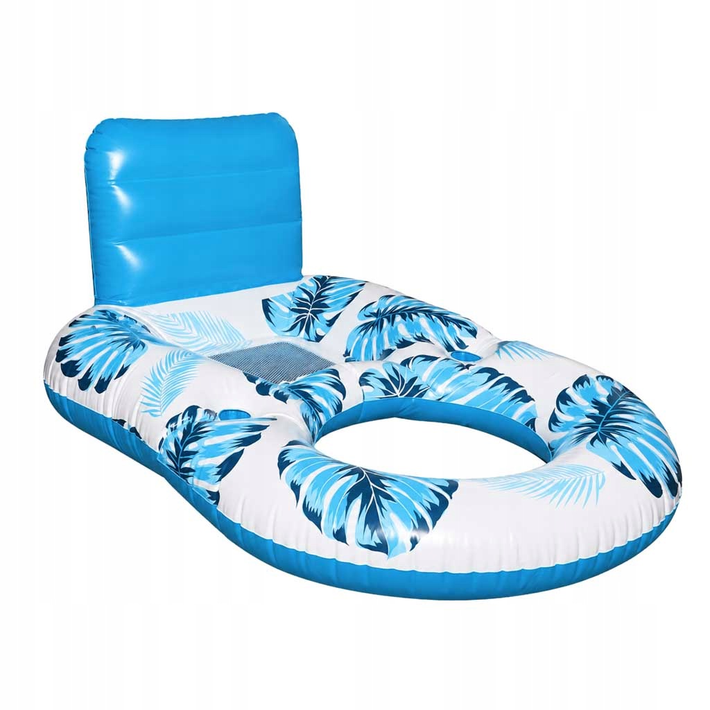 Inflatable mattress for swimming lounge chair with backrest and visor blue Brand Ikonka