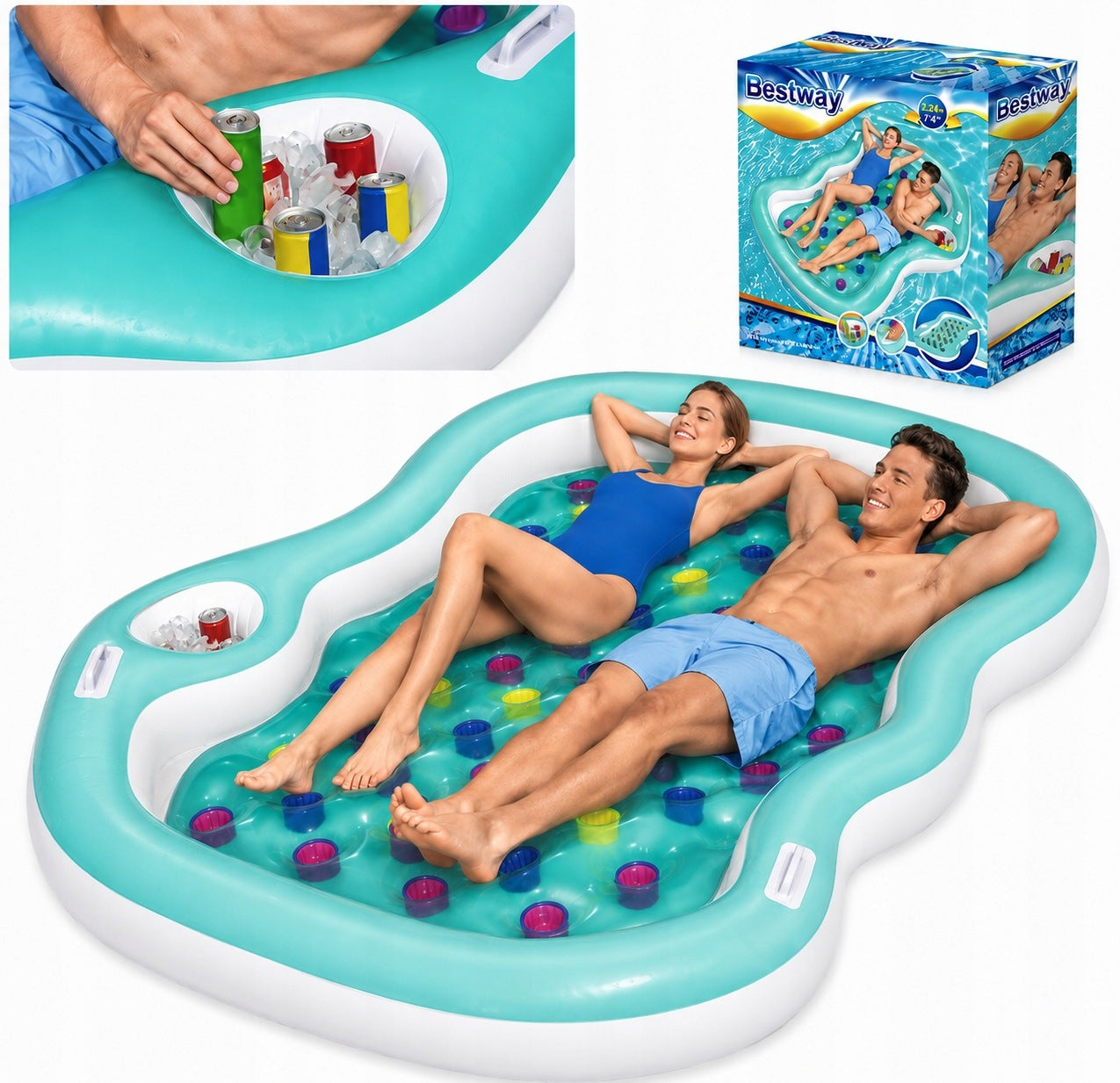 Inflatable mattress for swimming water beach double 224x174cm Bestway