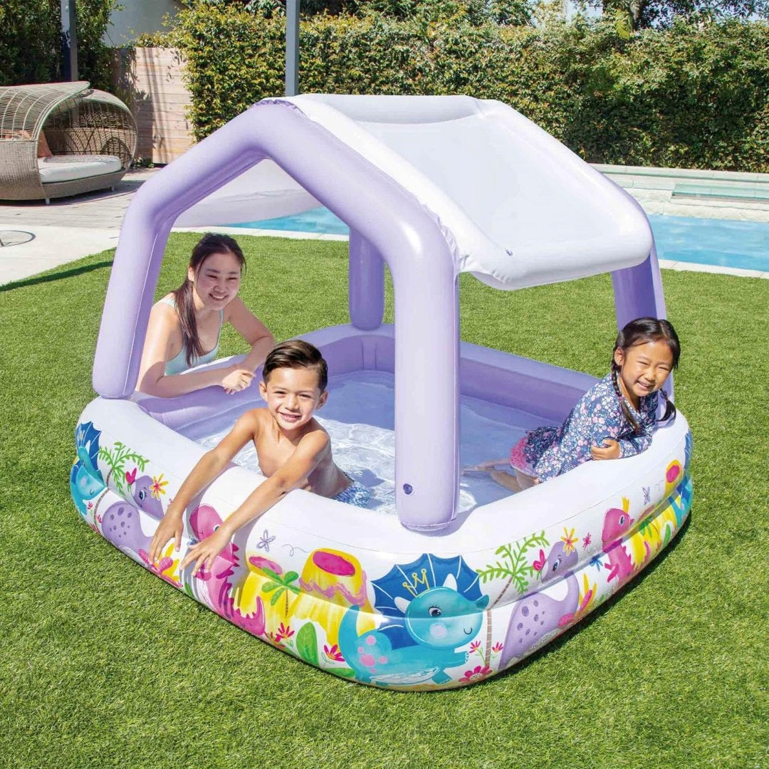 Inflatable paddling pool with visor for children purple INTEX 57470-DINO Packaging status original