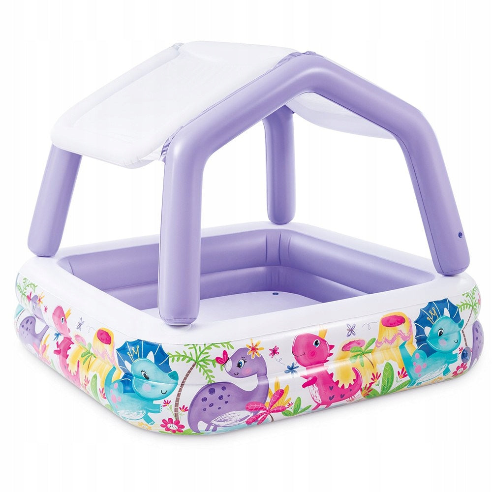 Inflatable paddling pool with visor for children purple INTEX 57470-DINO