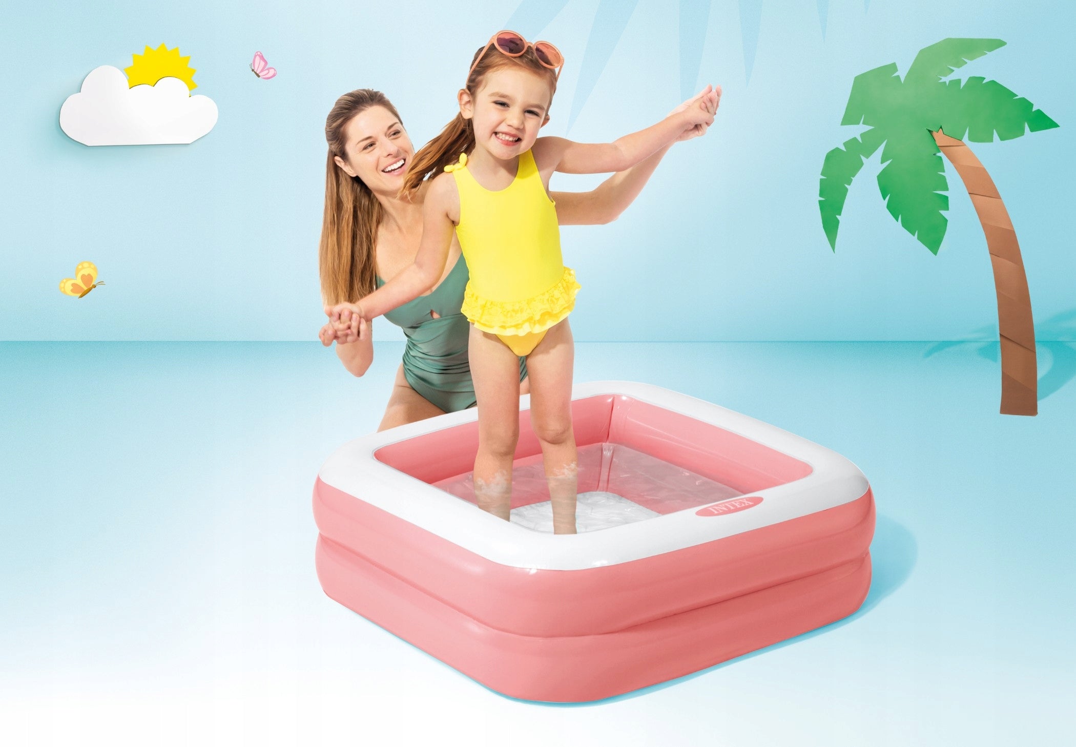 Inflatable swimming pool for children 86x86x25 cm INTEX 57100 pastel pink Brand Intex