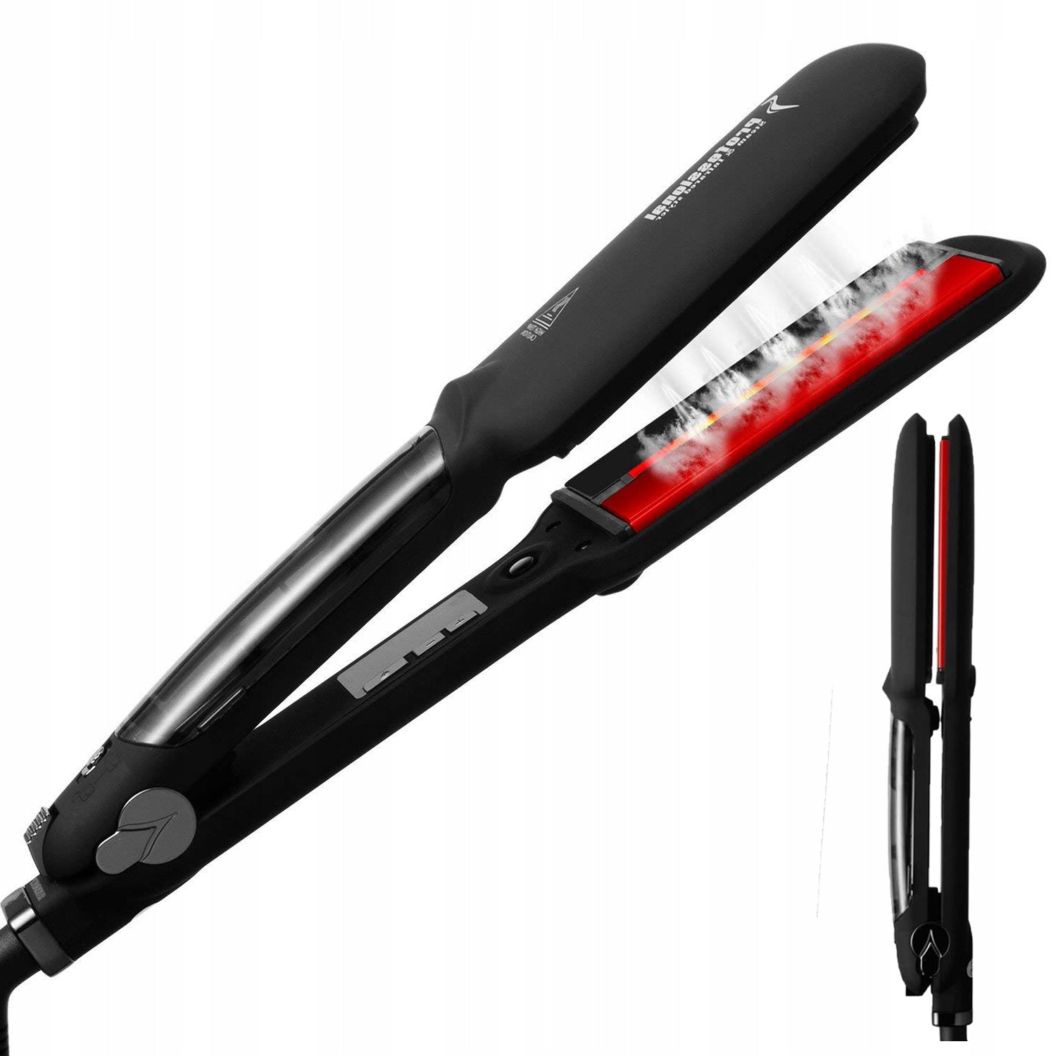 Infrared Efficient Steam Straightener 2 Inch Led Black Hair Protection