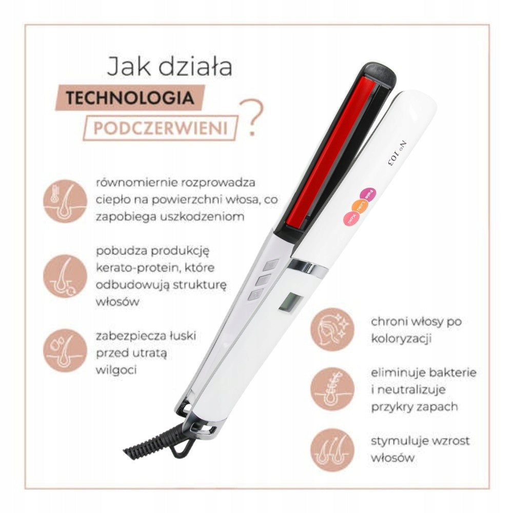 Infrared Hair Straightener Fale Loki Koki N 103 + Spray 8in1 Packaging status original