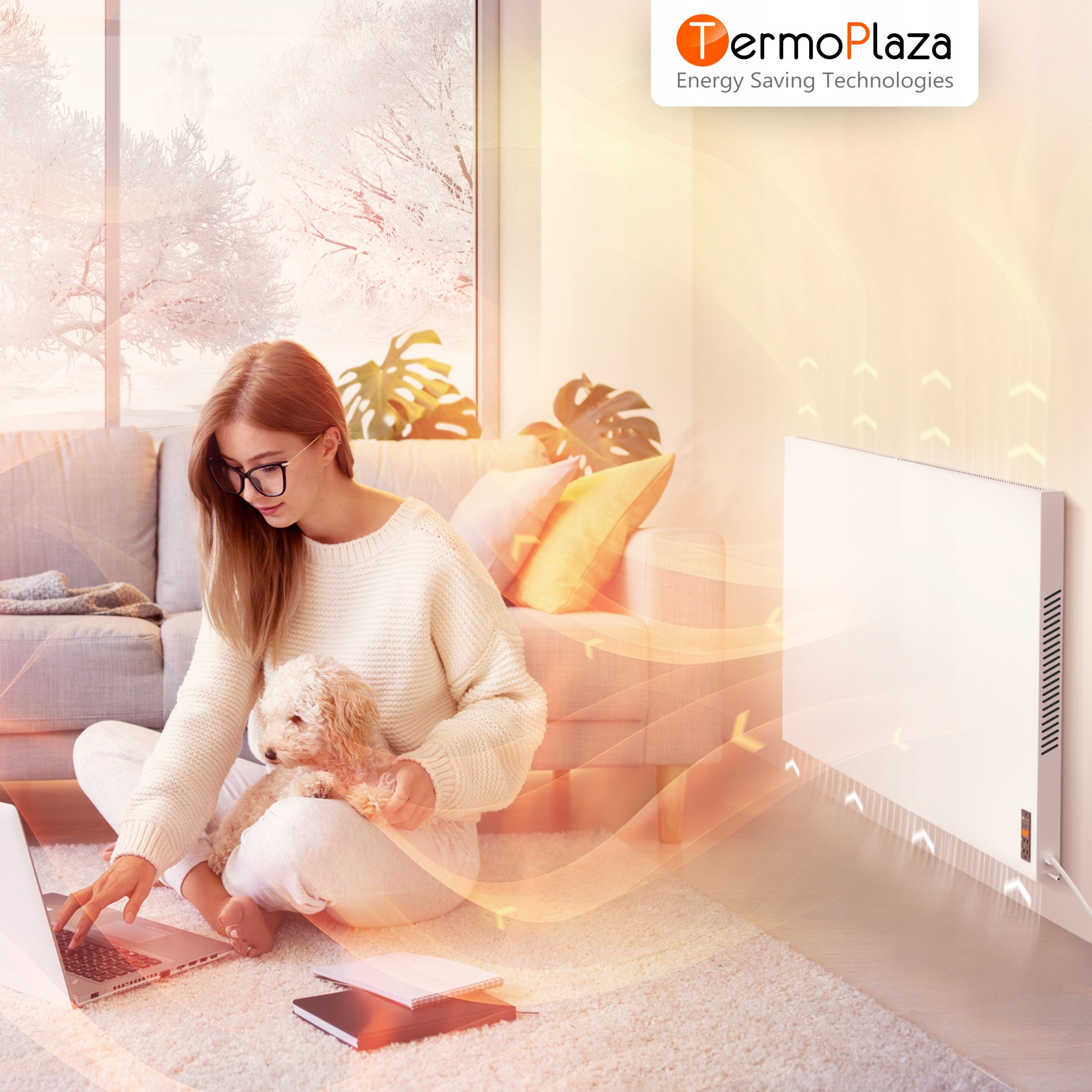 Infrared Heating Panel 1100W 28m2 Built-in Thermostat With WiFi Smart Packaging status original
