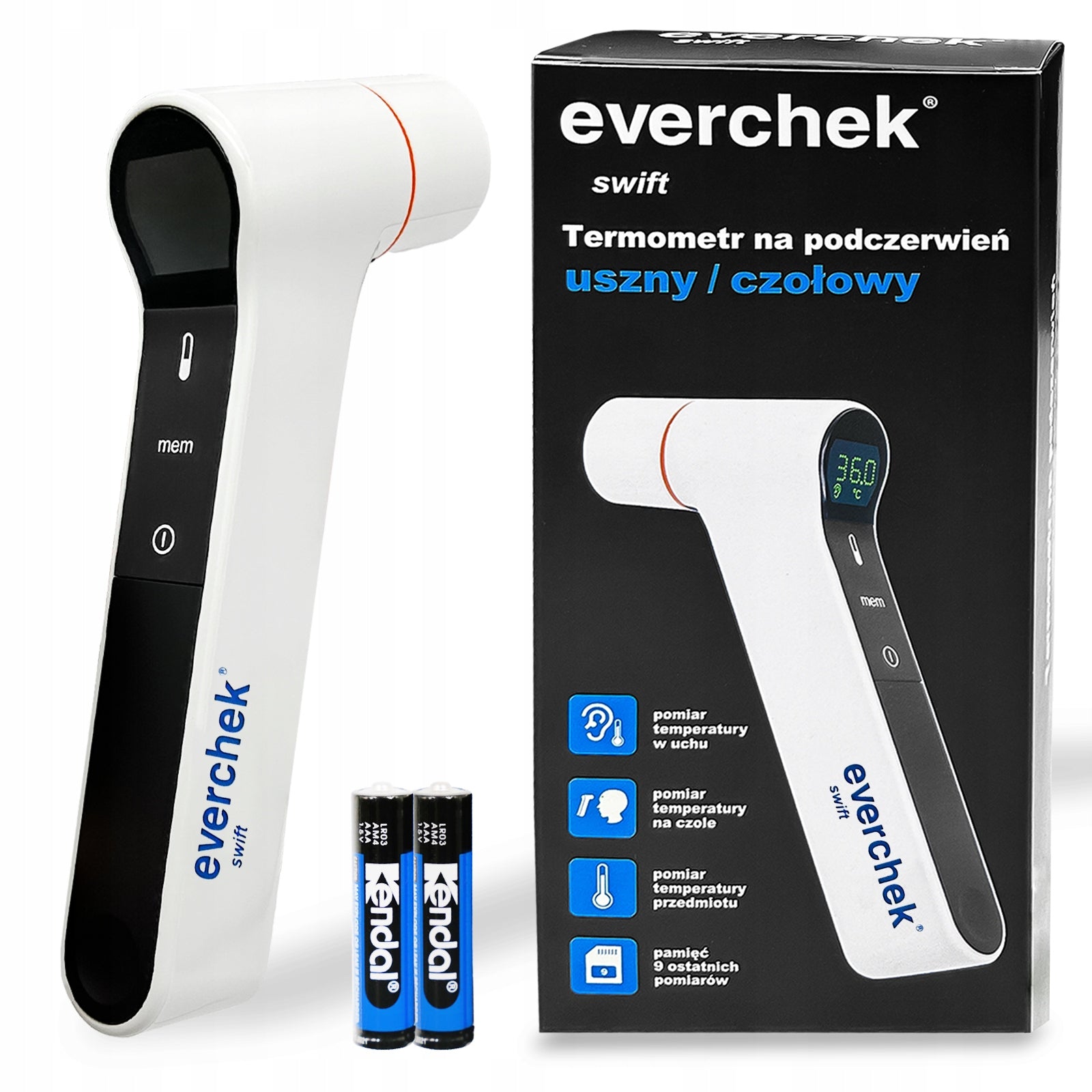 Infrared non-contact medical thermometer Everchek Swift. Forehead and ear