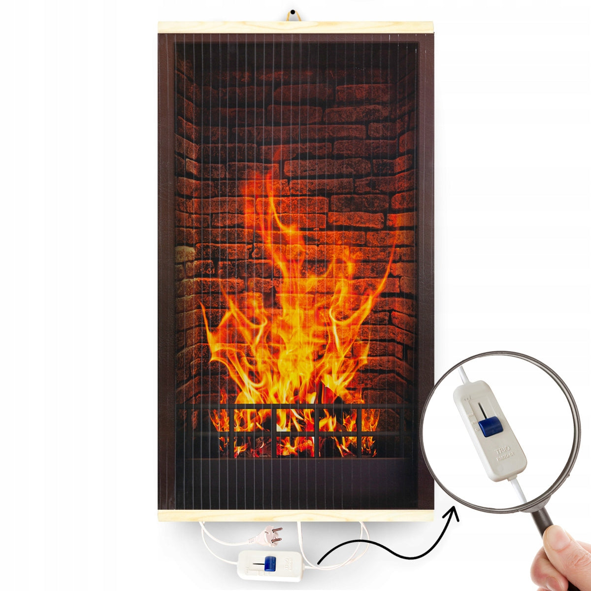Infrared radiator TRIO with TEMPERATURE CONTROLLER pattern: FIREPLACE