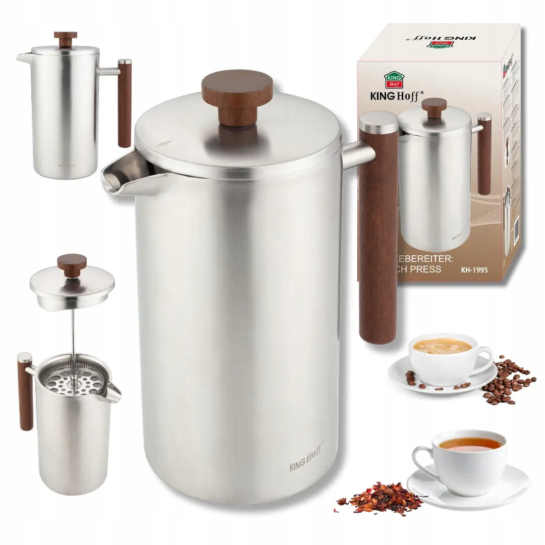 Infuser, French Press, 1L, Double Walls, Wooden Handle