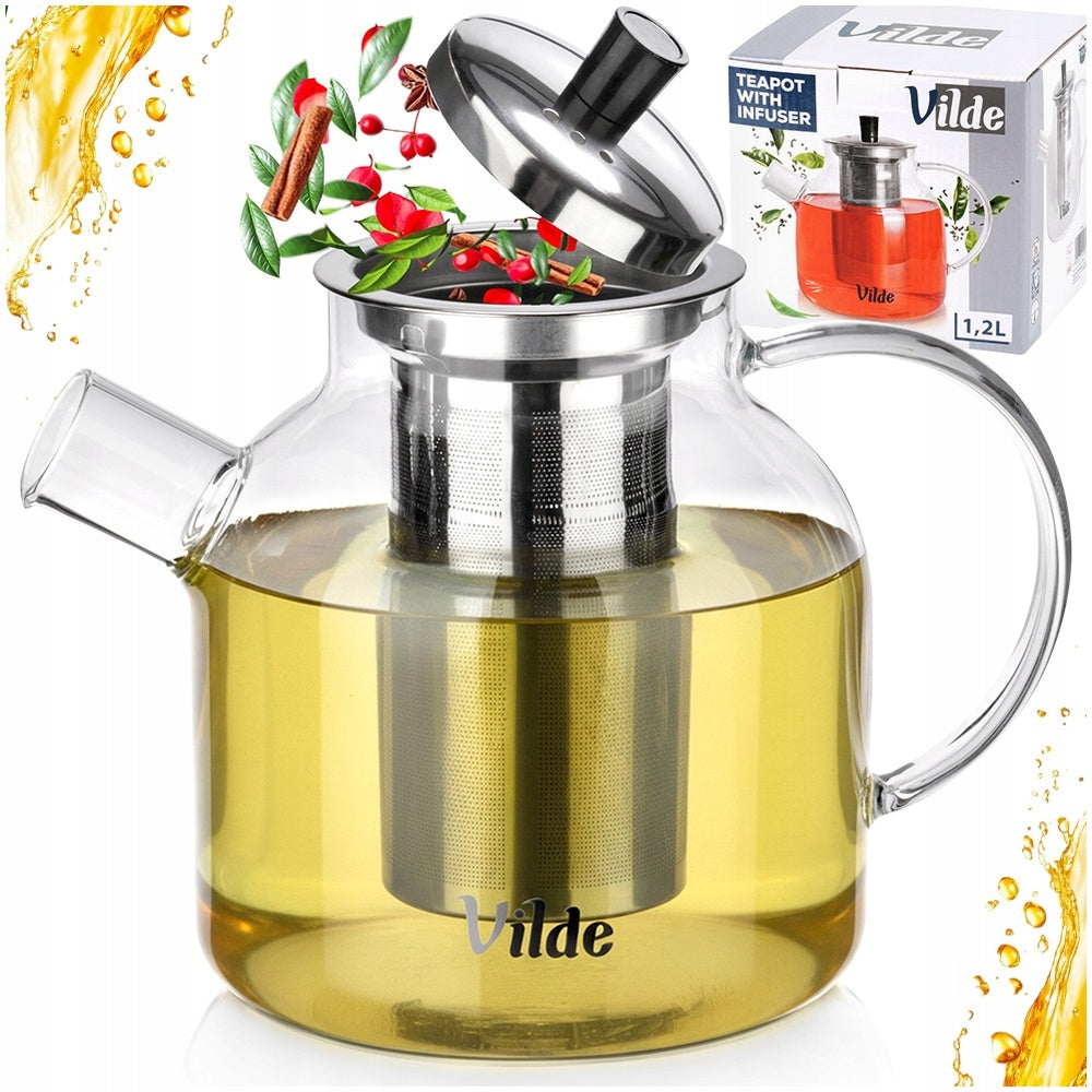 Infuser JUG WITH Strainer teapot brewing herbs 1,2L