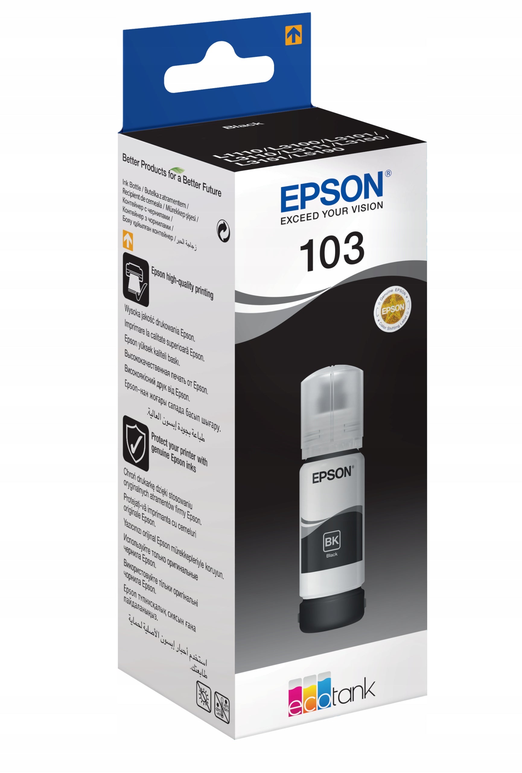 Ink Epson 103 C13T00S14A black (black) Ink bottle 103 black Manufacturer code C13T00S14A