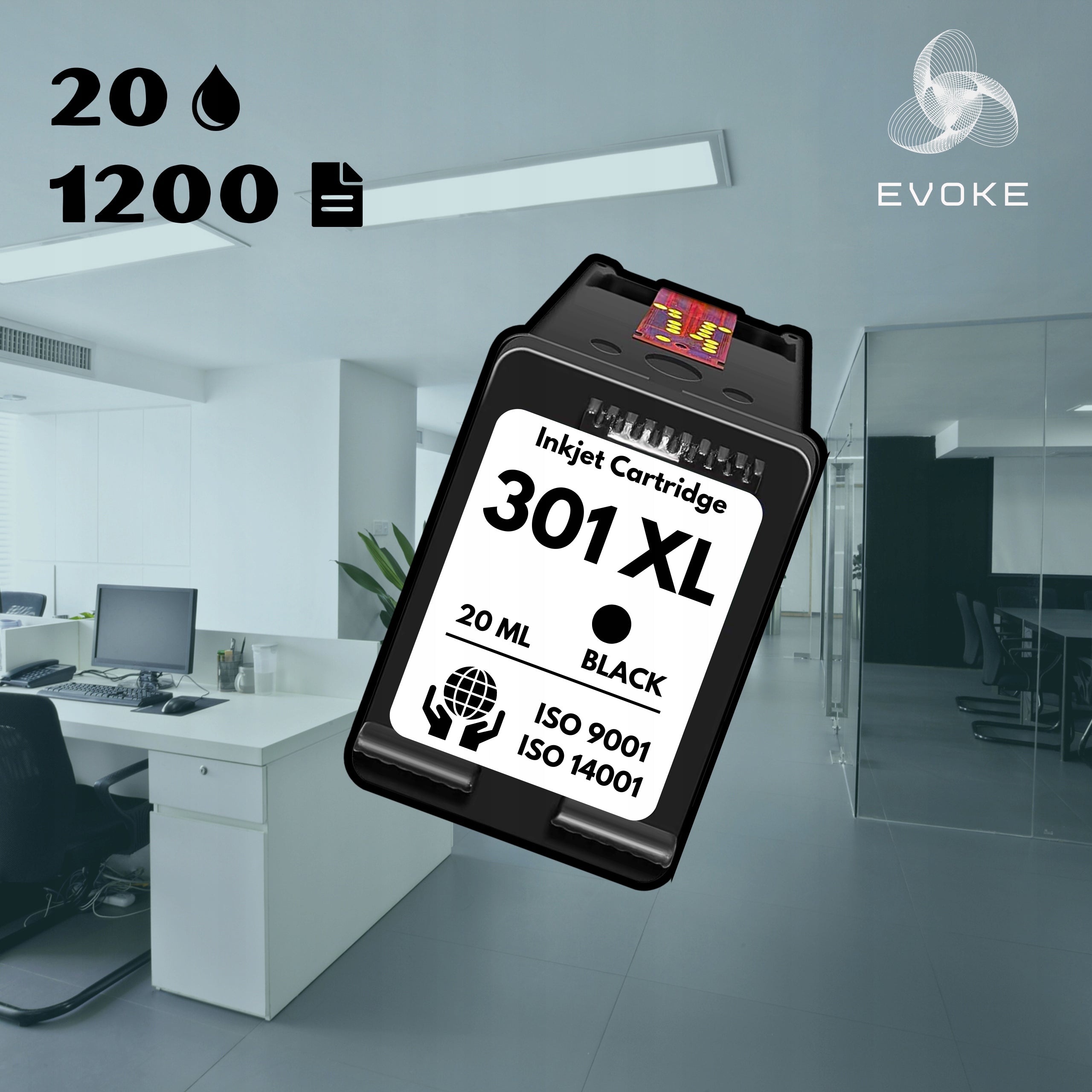 Ink for HP 301 XL black | INK LEVEL 20 ml Manufacturer EVOKE