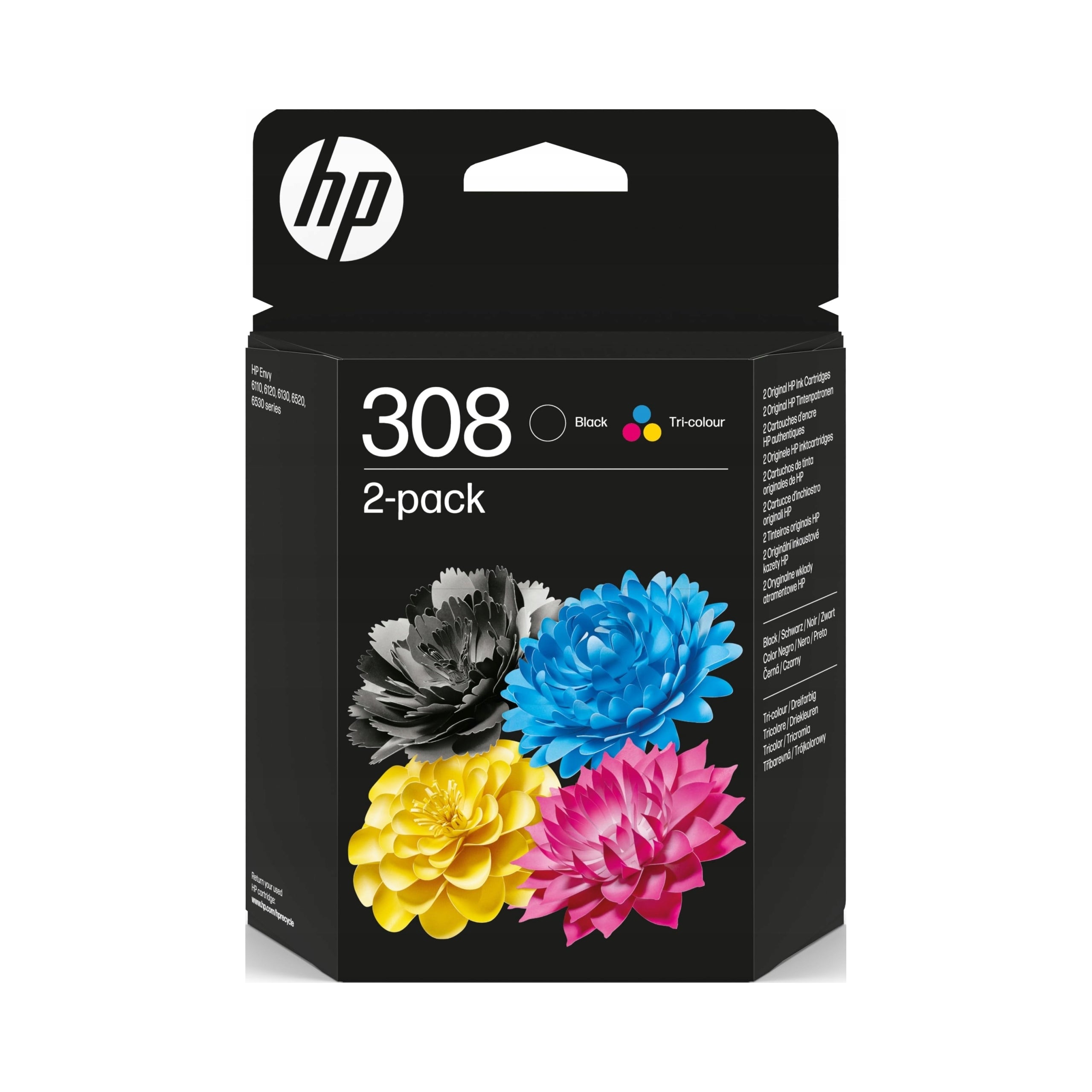 Inkousty HP 308 dvojité balení černý a tříbarevný