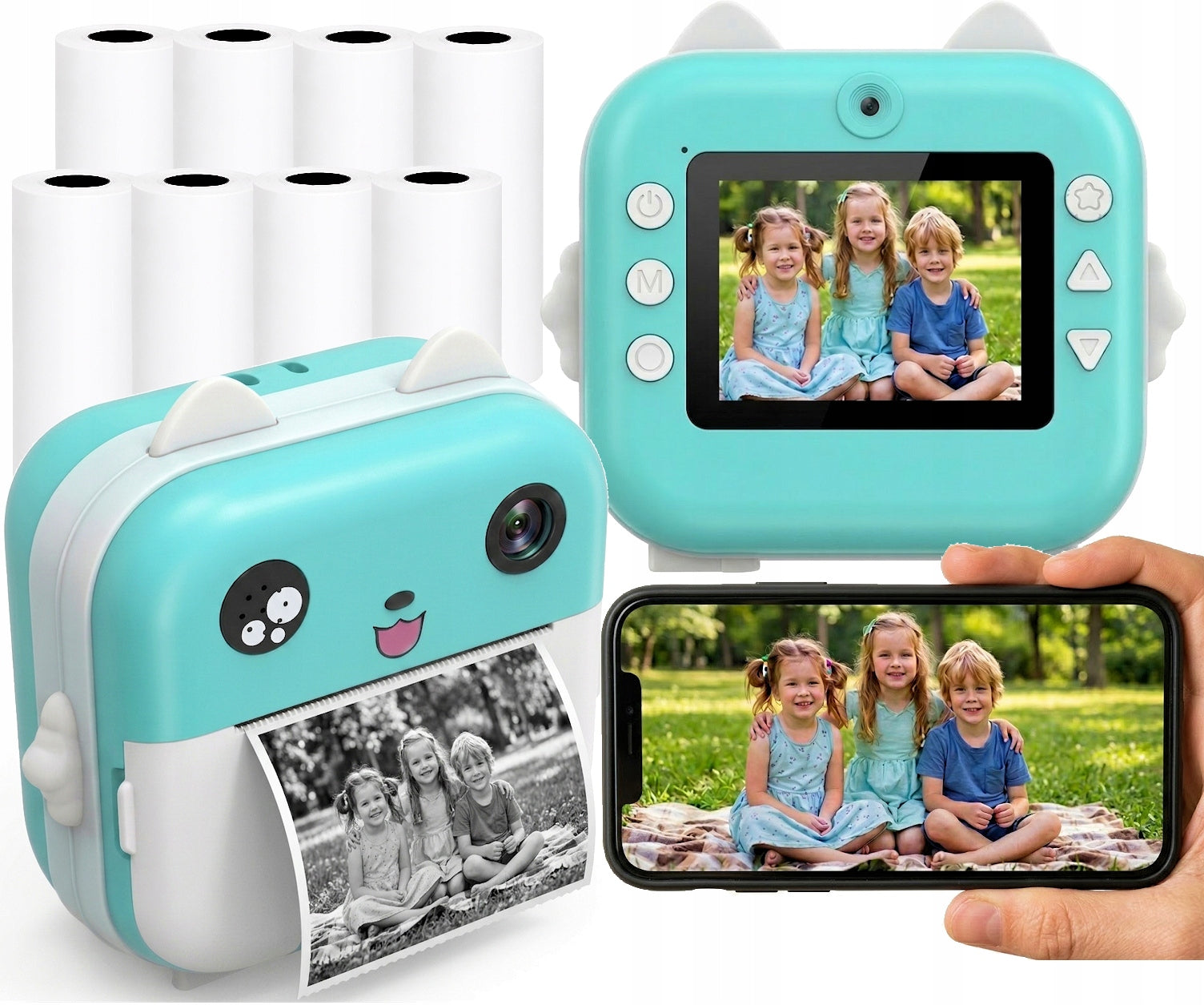 Instant Camera Print Mini Children's Printer Thermal + 8 Rolls