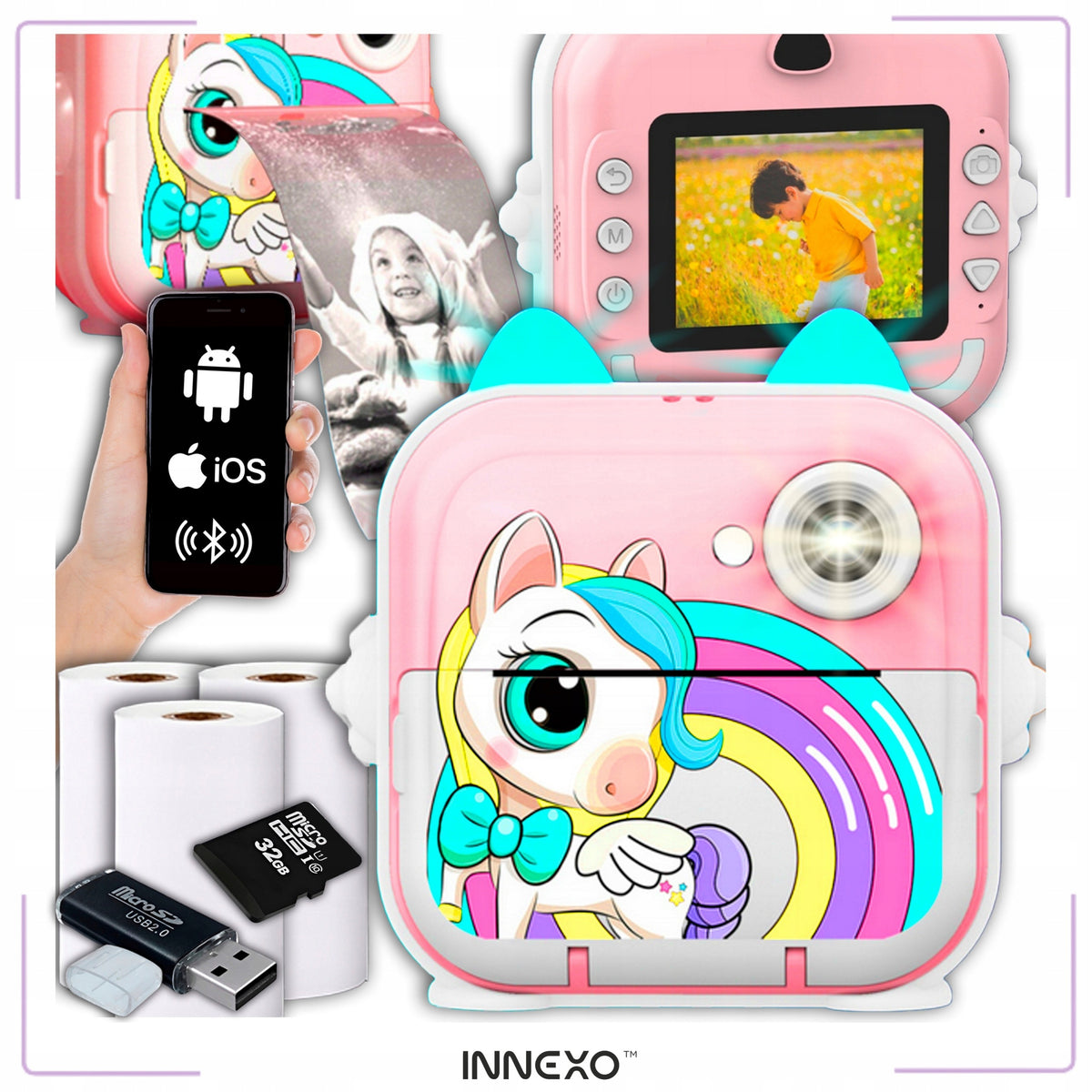 Instant Camera for Kids Mini Printer INNEXO Camera Games Printer Packaging status original