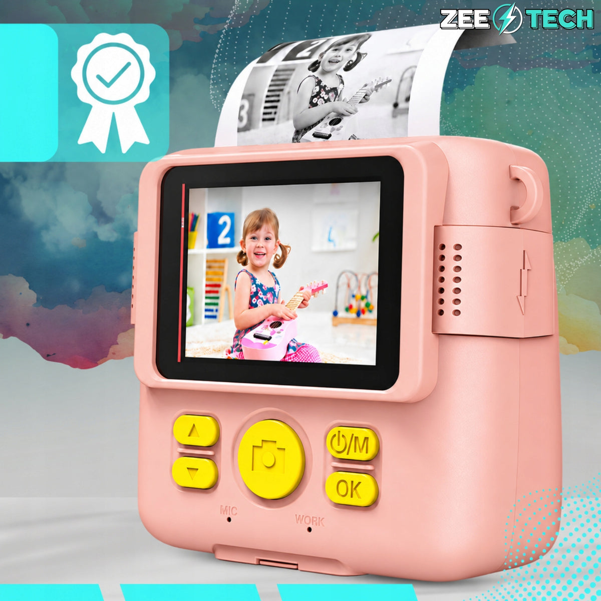 Instant Digital Camera for Kids Print Mini Printer + 14 Rolls Packaging status original