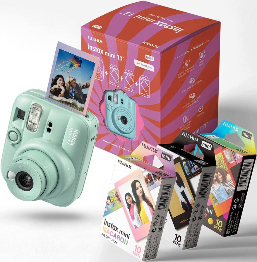 Instant camera Fujifilm Instax Mini 13 green + 3 movies