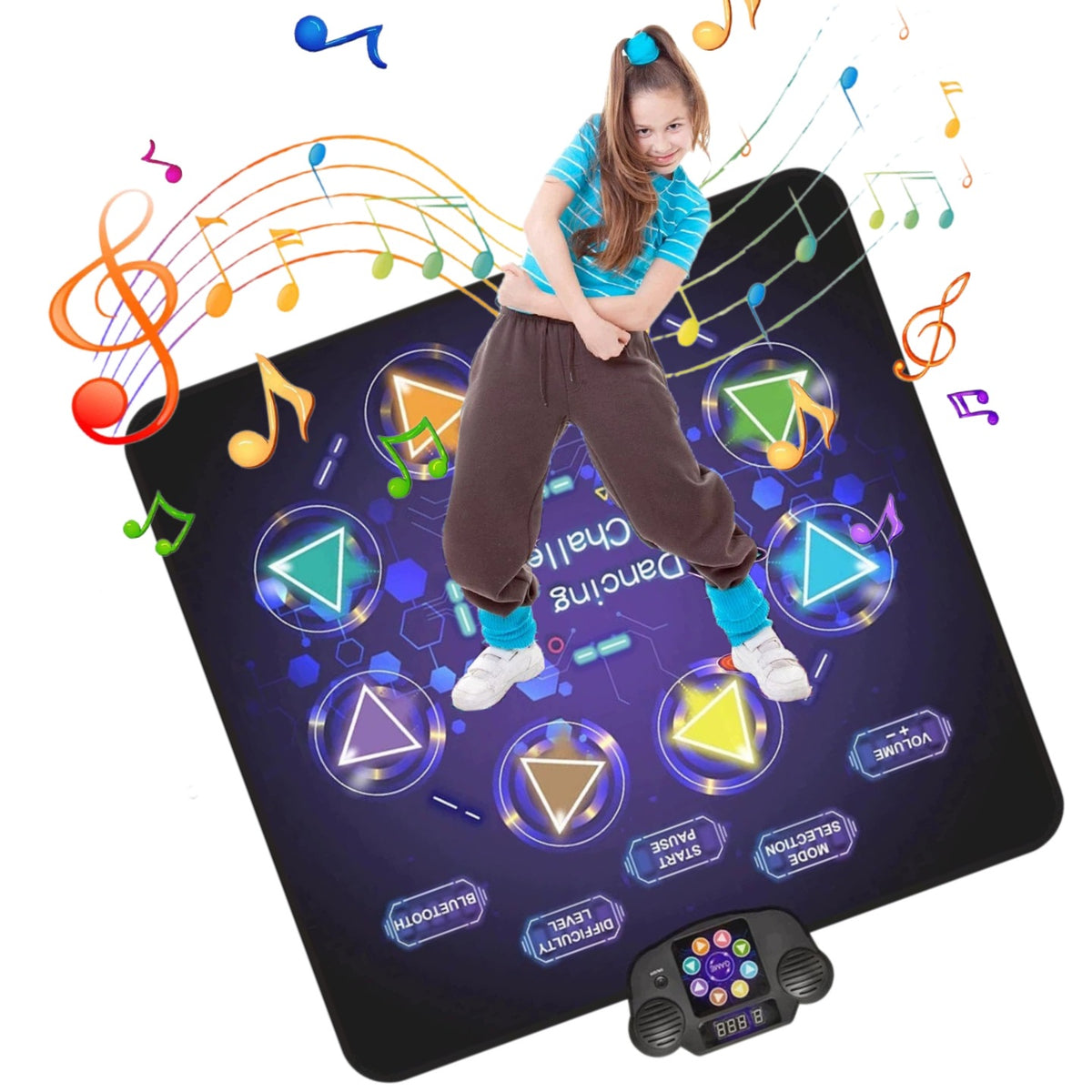 Interactive Bluetooth Dance Mat with 8 LED Lights and Music