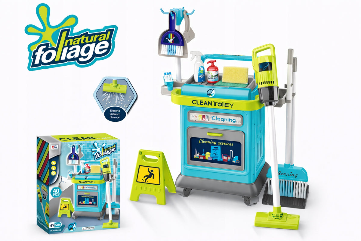 Interactive Cleaning Kit for Kids Vacuum Cleaner Trolley Mop 20in1 Accessories Packaging status original
