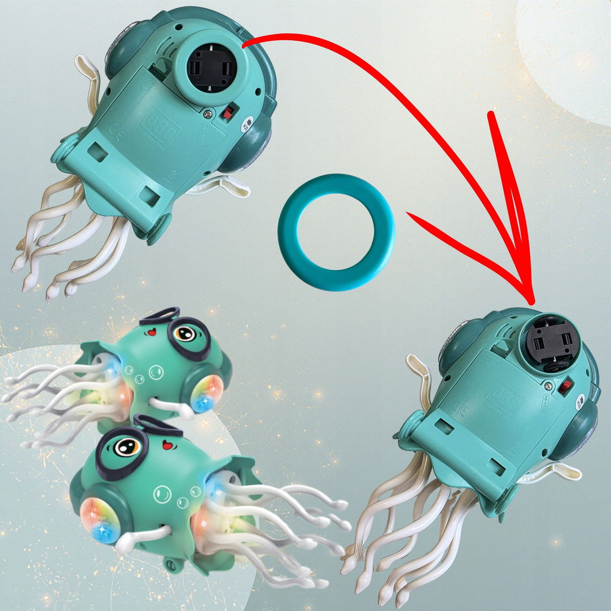 Interactive Dancing Octopus Turquoise Shines Rides 360° + BATTERIES Packaging status original
