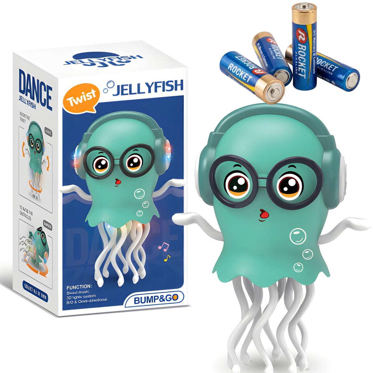 Interactive Dancing Octopus Turquoise Shines Rides 360° + BATTERIES