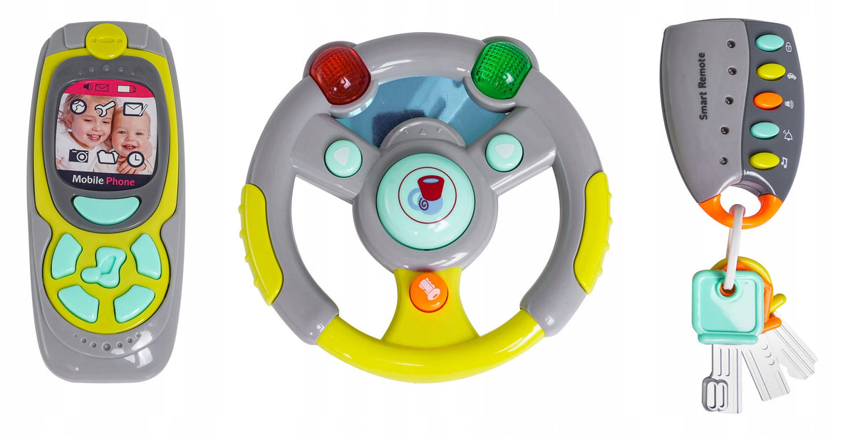Interactive Driver Set for Kids 3+ Steering Wheel + Remote Control with Keys + Brand Ramiz
