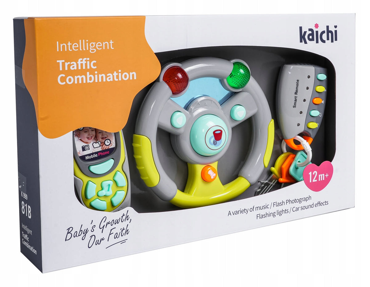 Interactive Driver Set for Kids 3+ Steering Wheel + Remote Control with Keys +