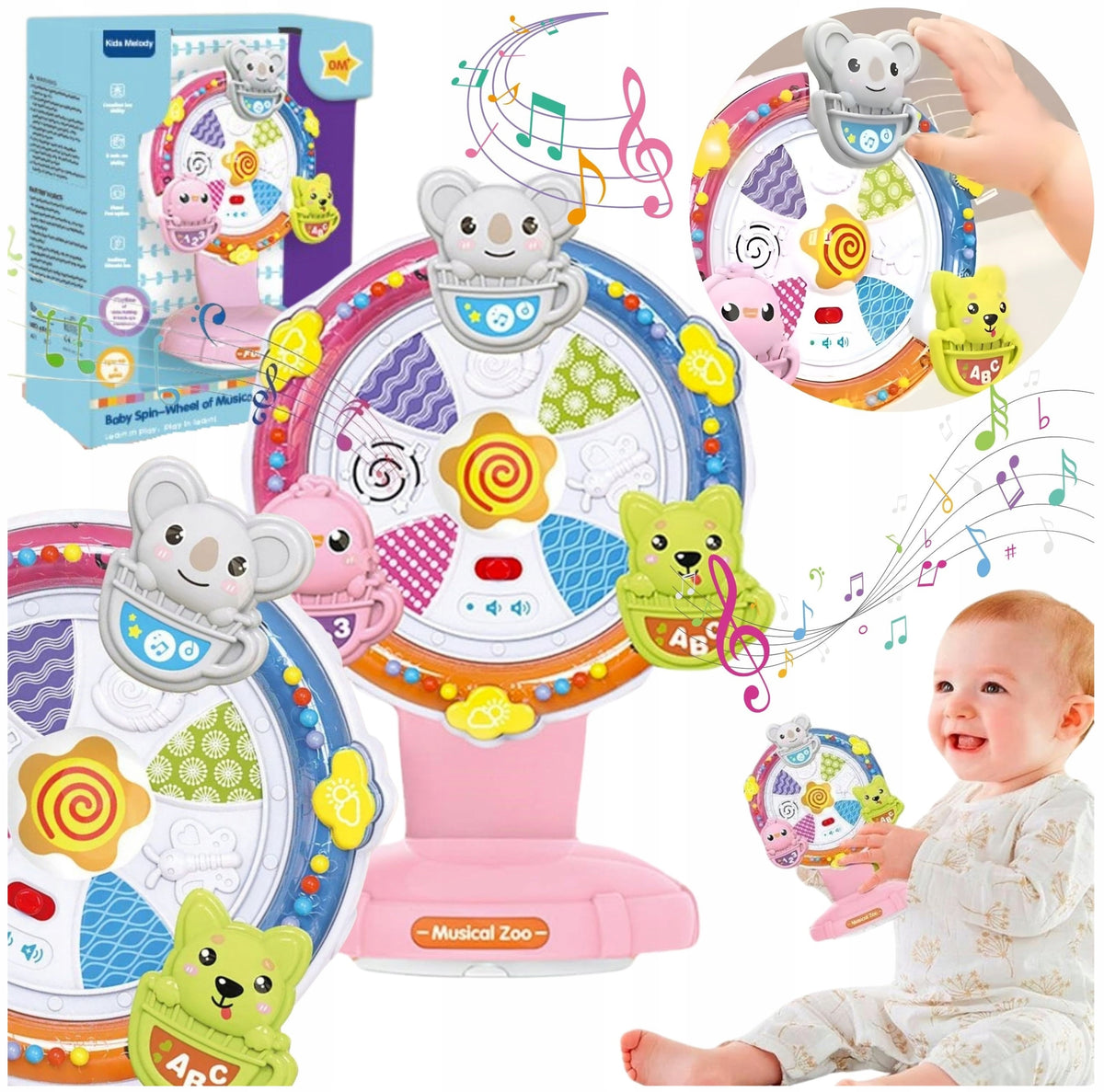 Interactive Educational Developmental Toy for Suction Cup Carousel Animal