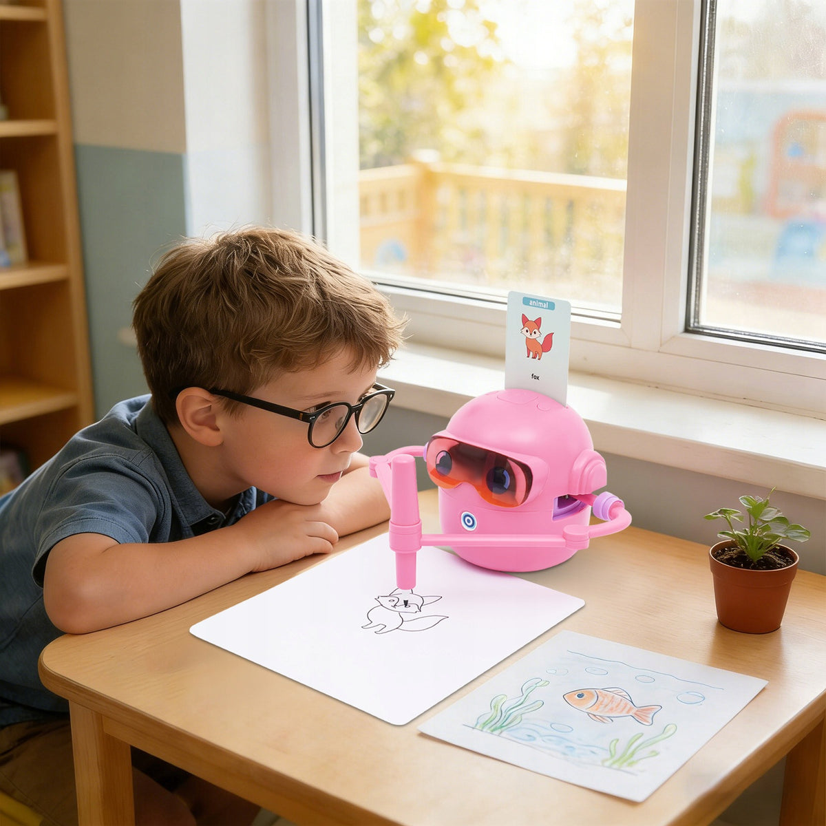 Interactive Educational Drawing Robot for Kids Drawing Learning Toy Robot Packaging status original