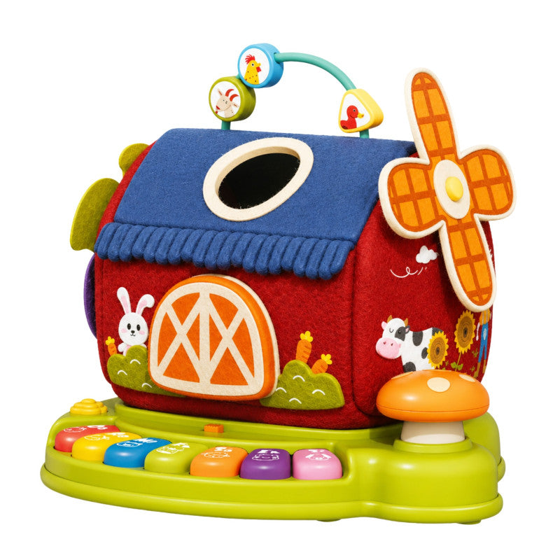 Interactive Farm House Sorter Piano + 7 Educational Plushies WOOPIE Brand Woopie
