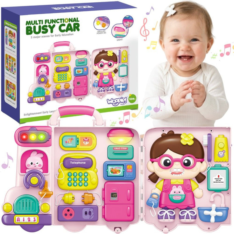 Interactive Manipulation Board Suitcase 3in1 Sound Light WOOPIE