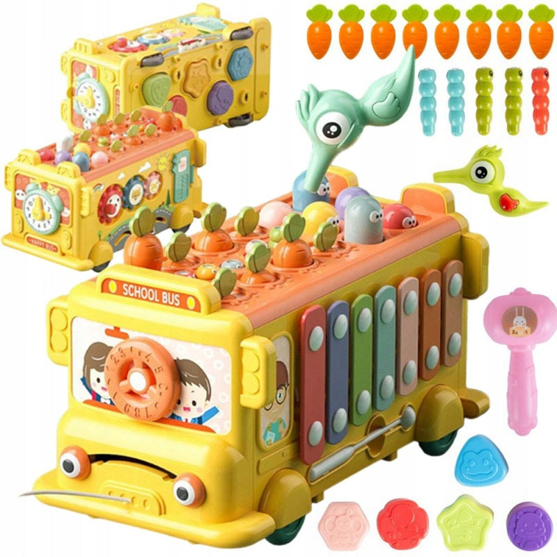 Interactive Montessori Bus 6in1 Hammer Cymbals +18M WOOPIE