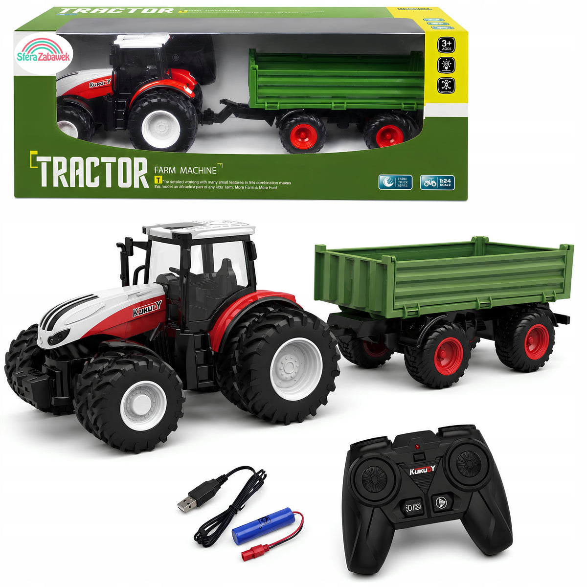 Interactive RC Tractor with Tipper Tractor with Trailer Remote Controlled With