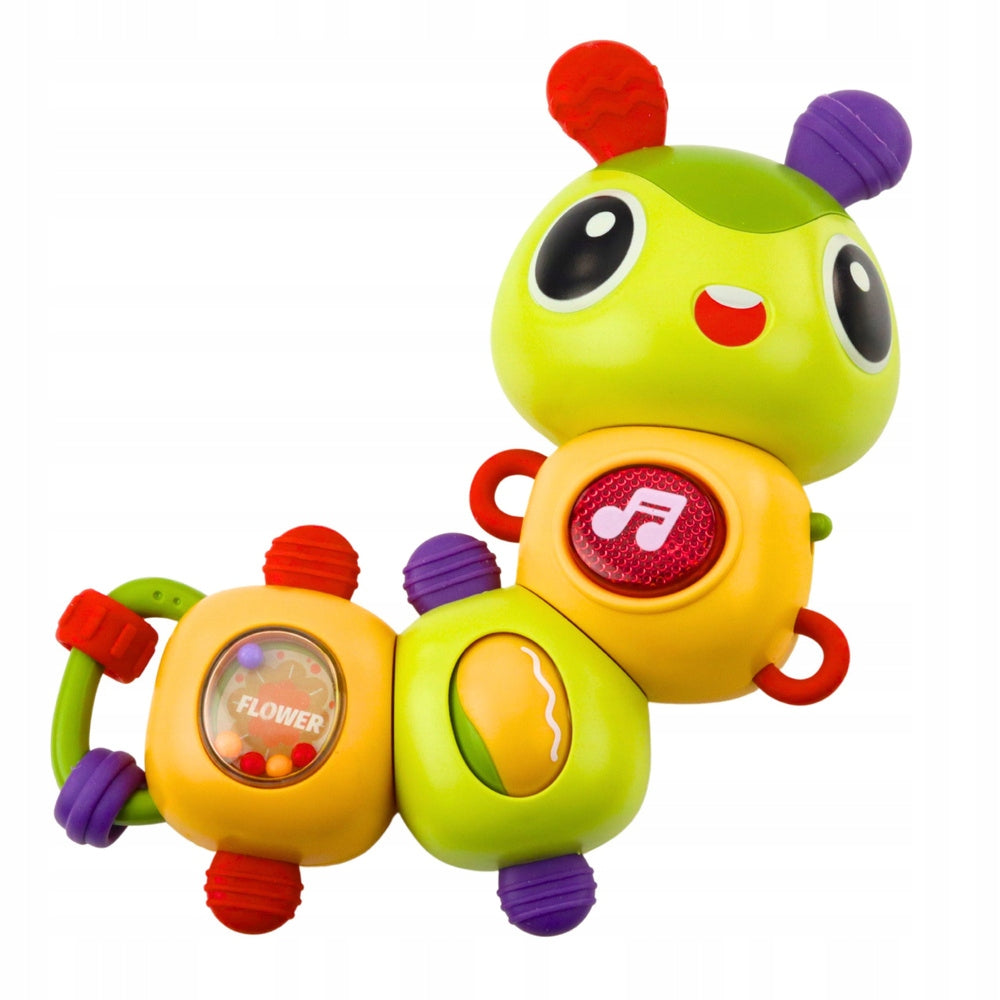 Interactive Sensory Caterpillar Musical Rattle Rotating Teether Brand LEAN Toys