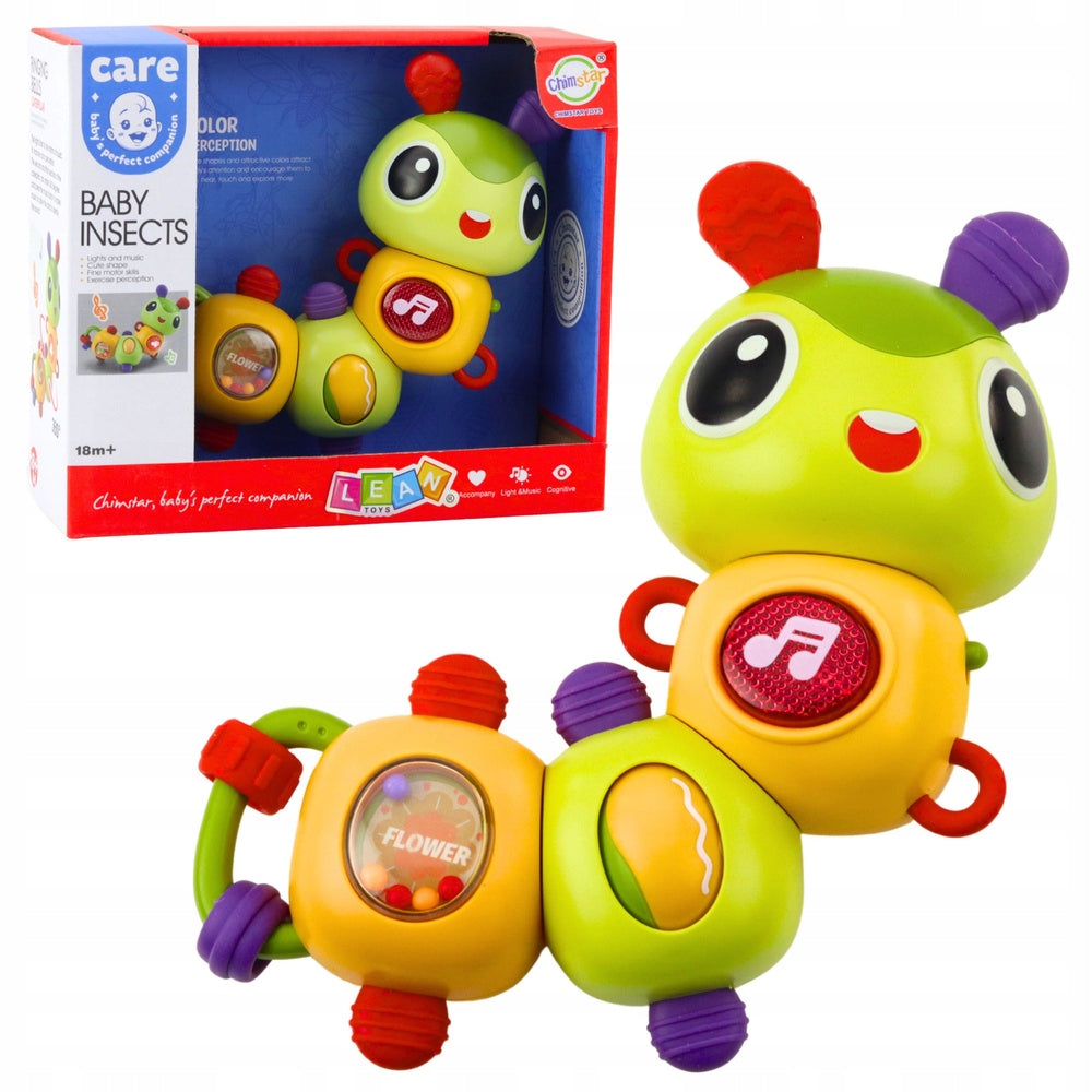 Interactive Sensory Caterpillar Musical Rattle Rotating Teether