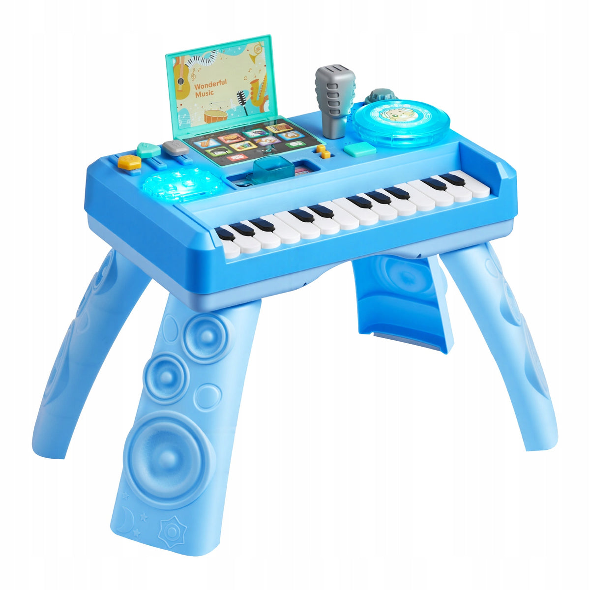 Interactive Table Blue With Recording Function And Turntable LED DJ